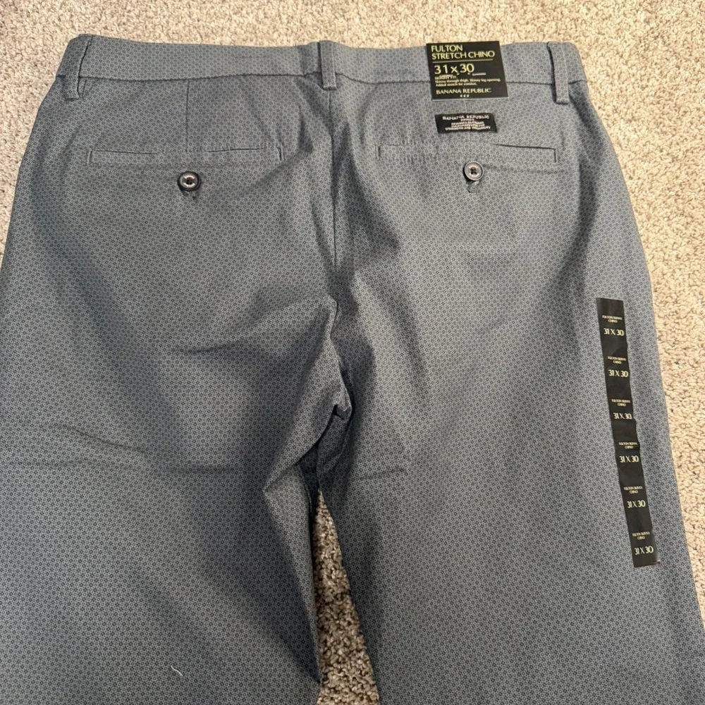 Banana Republic Fulton Skinny Chino Pants Mens 31x30 Grey Geometric Stretch